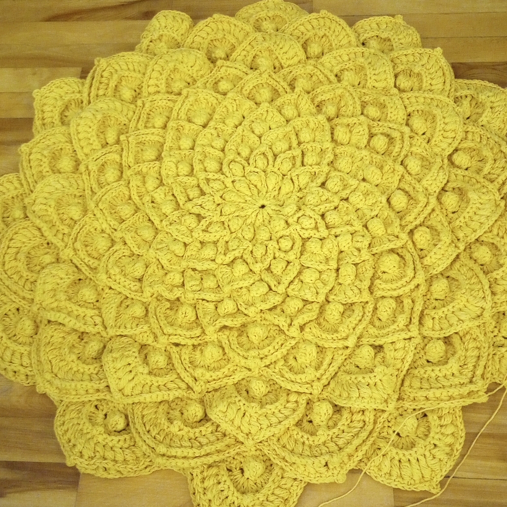 Handcrafted Yellow Crochet Door Mat